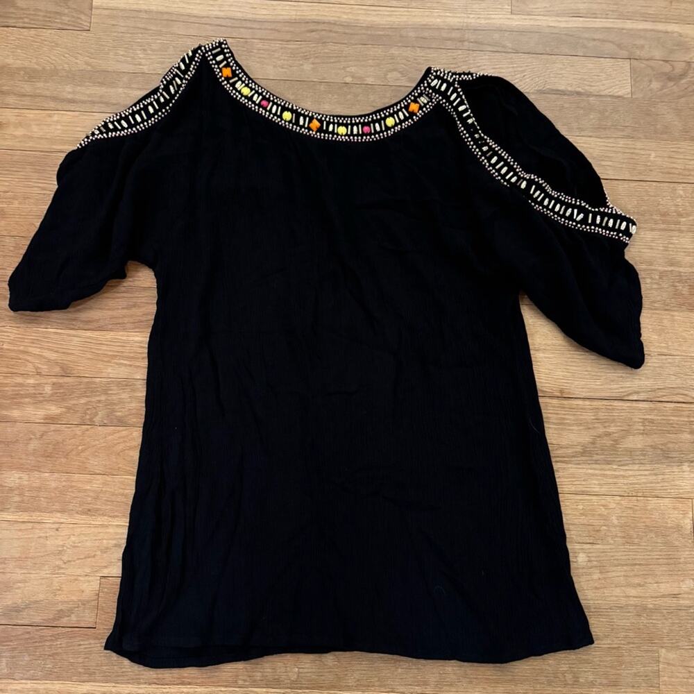 Faith black beaded mini tunic shift dress size small S
b47